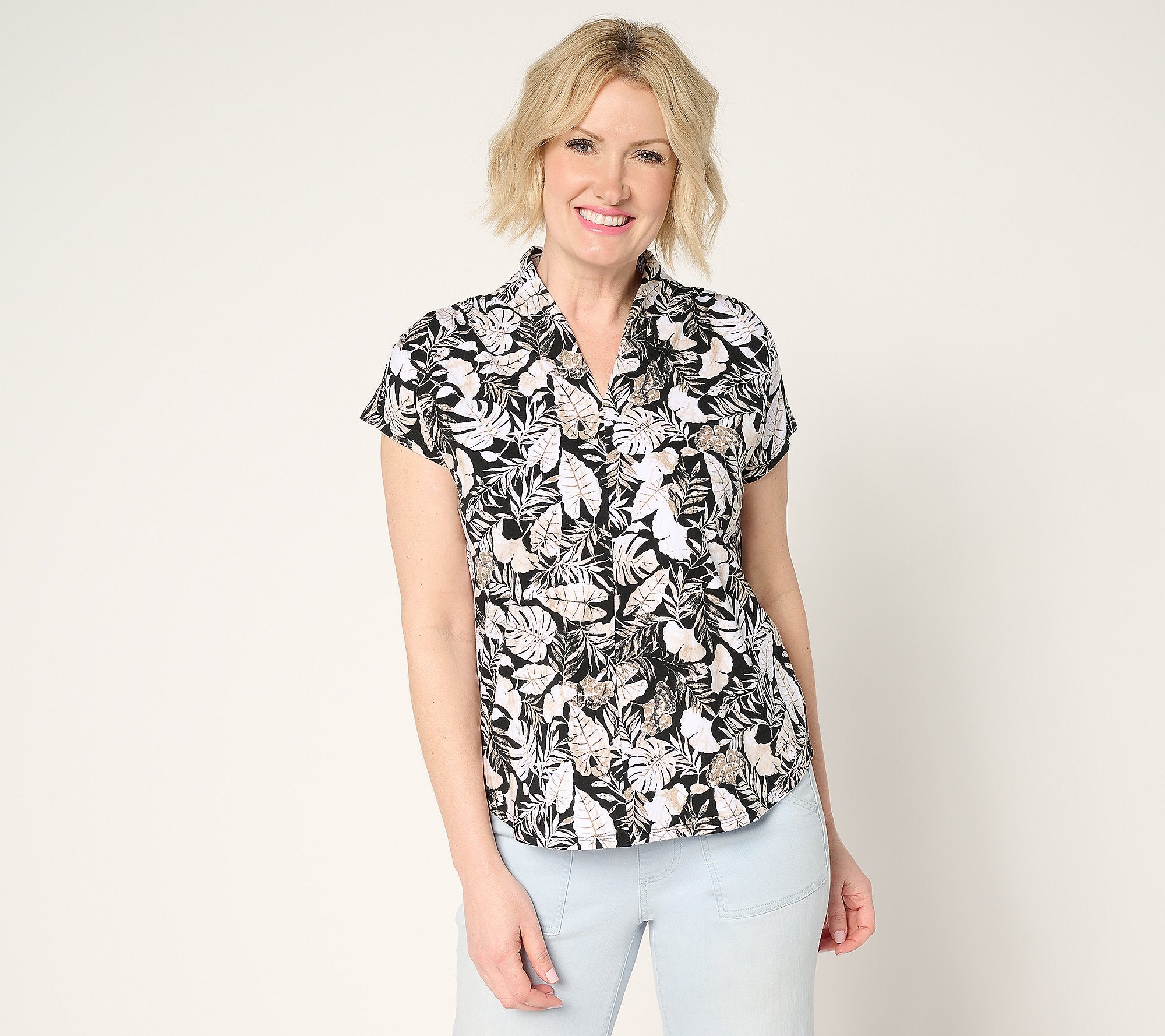 Printed Favorite Jersey Dolman Sleeve Hi-Low Top