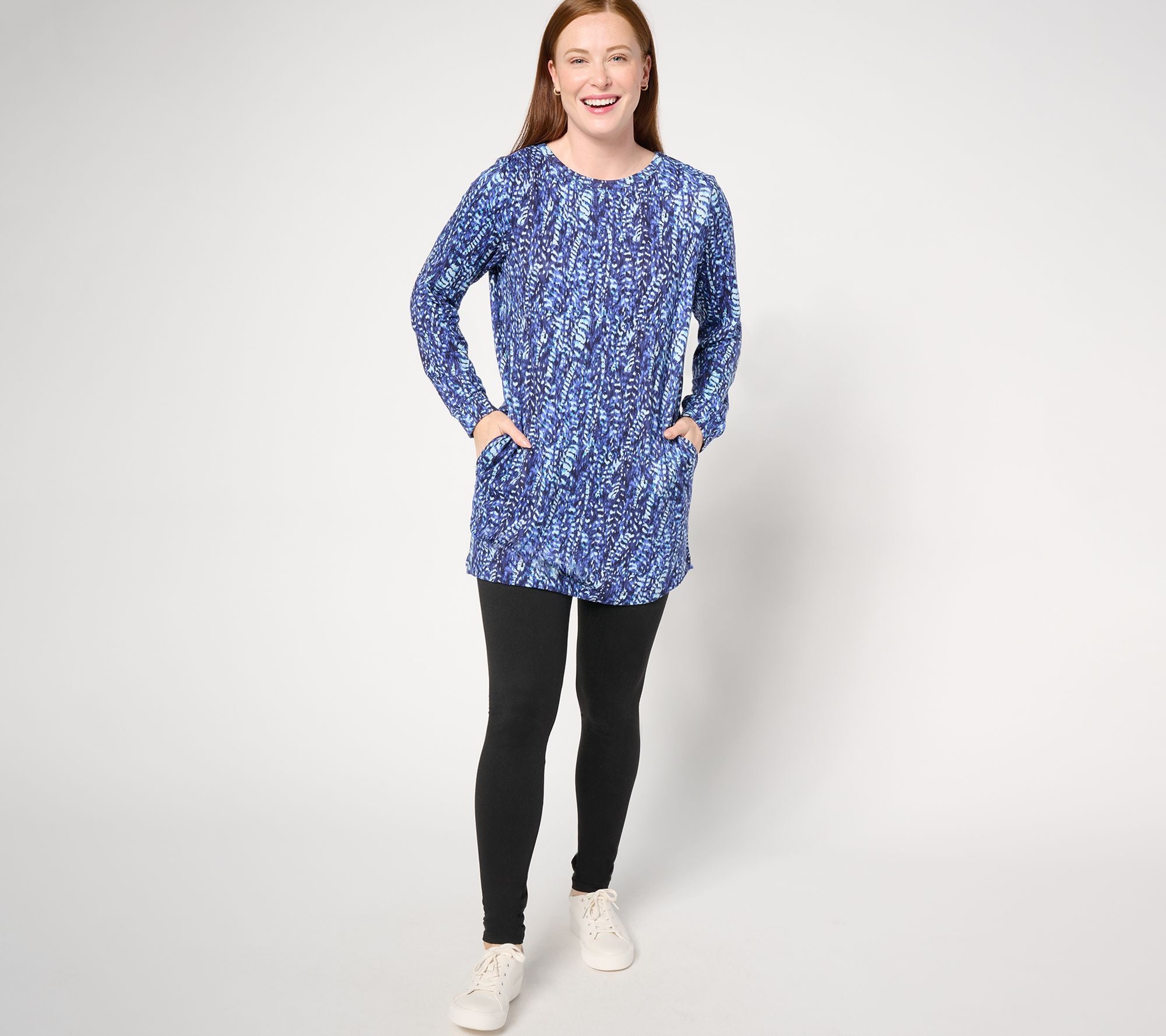 Sweater Knit Tunic & Legging Lounge Set - Navy