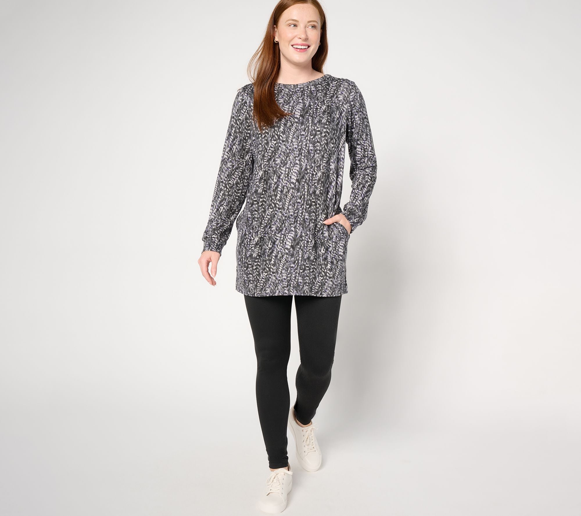 Sweater Knit Tunic & Legging Lounge Set - Ebony