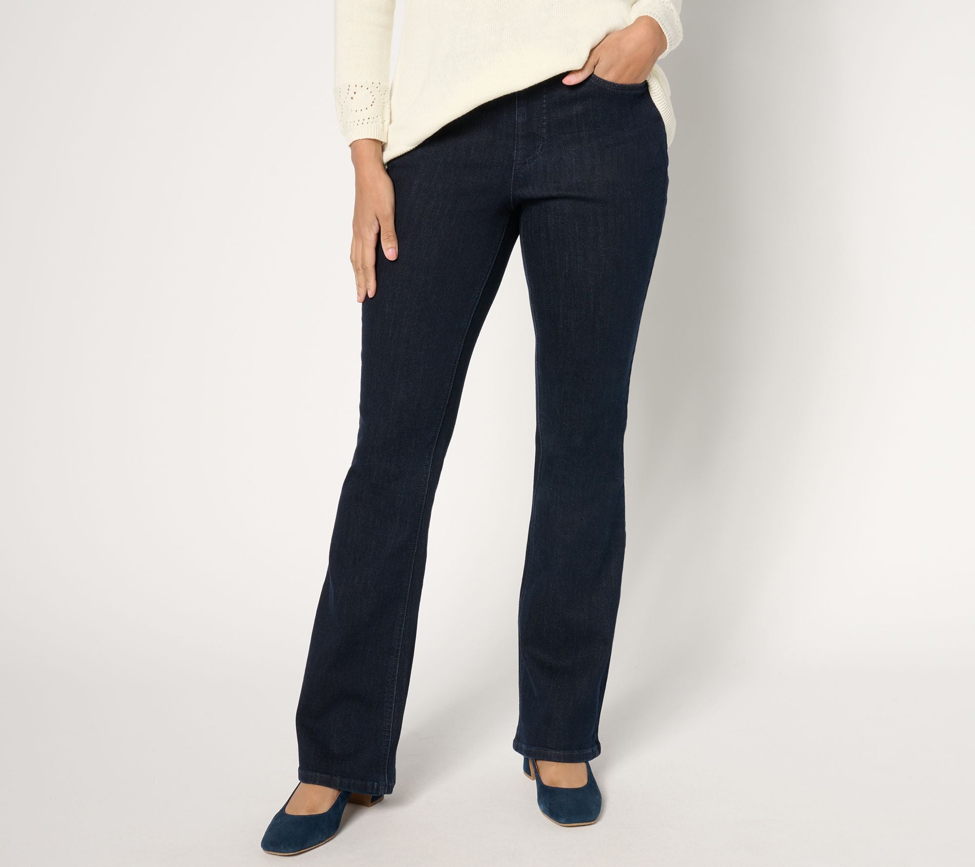 Stretch Denim Pull-On Flare Jean -Indigo