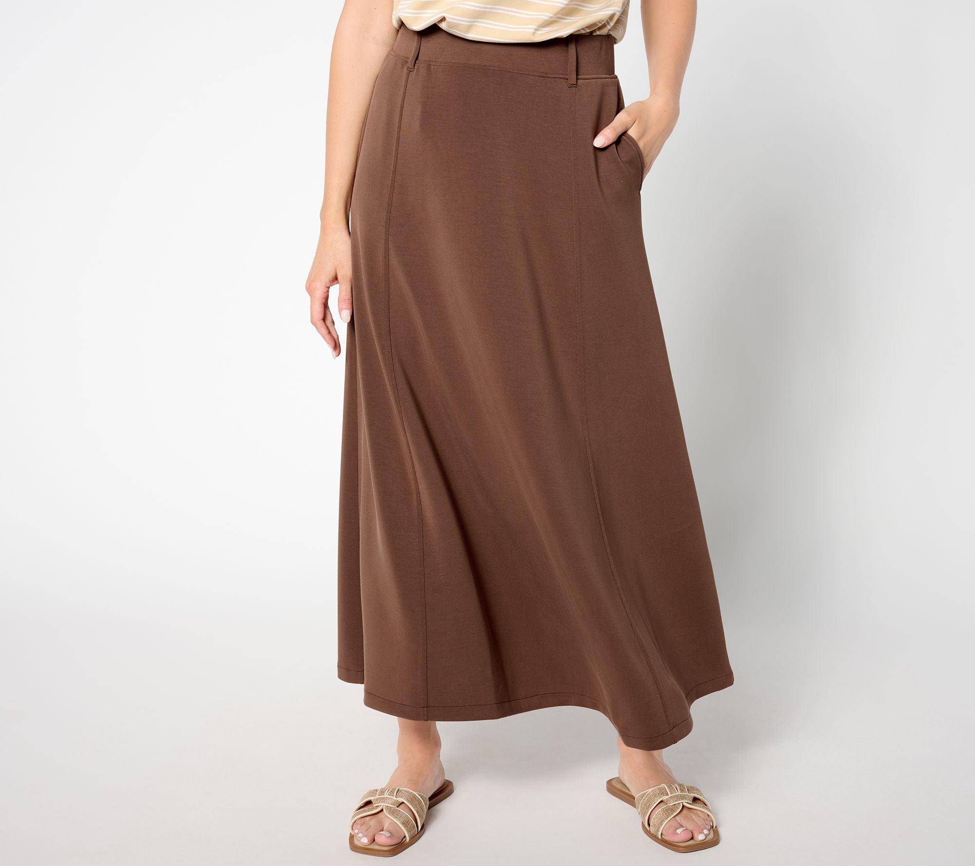 Black Label Scuba Midi Skirt - Dark Roast