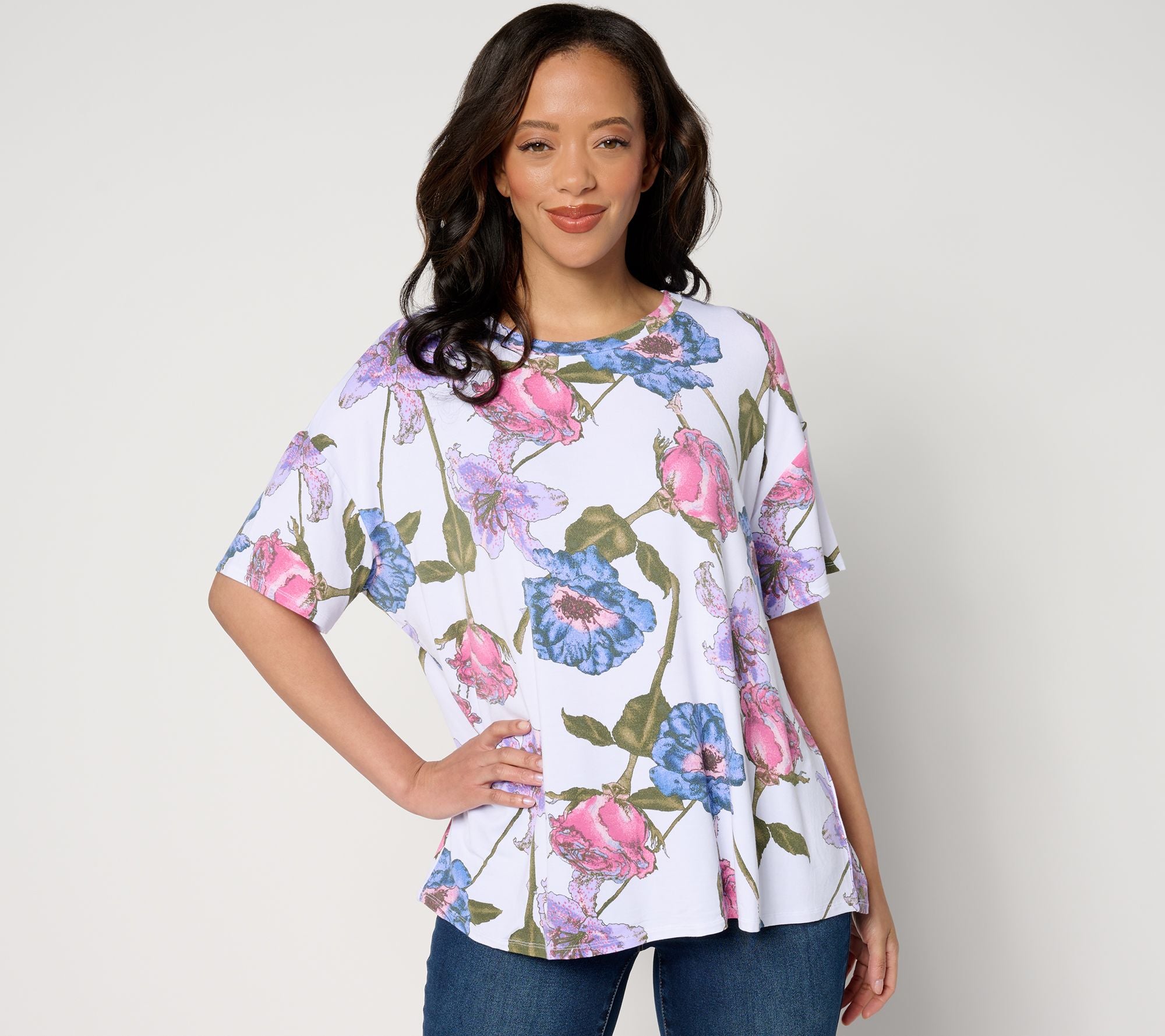 Luxe Modal Drop Shoulder Tee - Wild Flowers