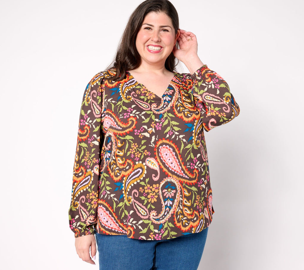 Belle Boho by Kim Gravel Find Your Fire Boho Chic Blouse - Walnut Paisley