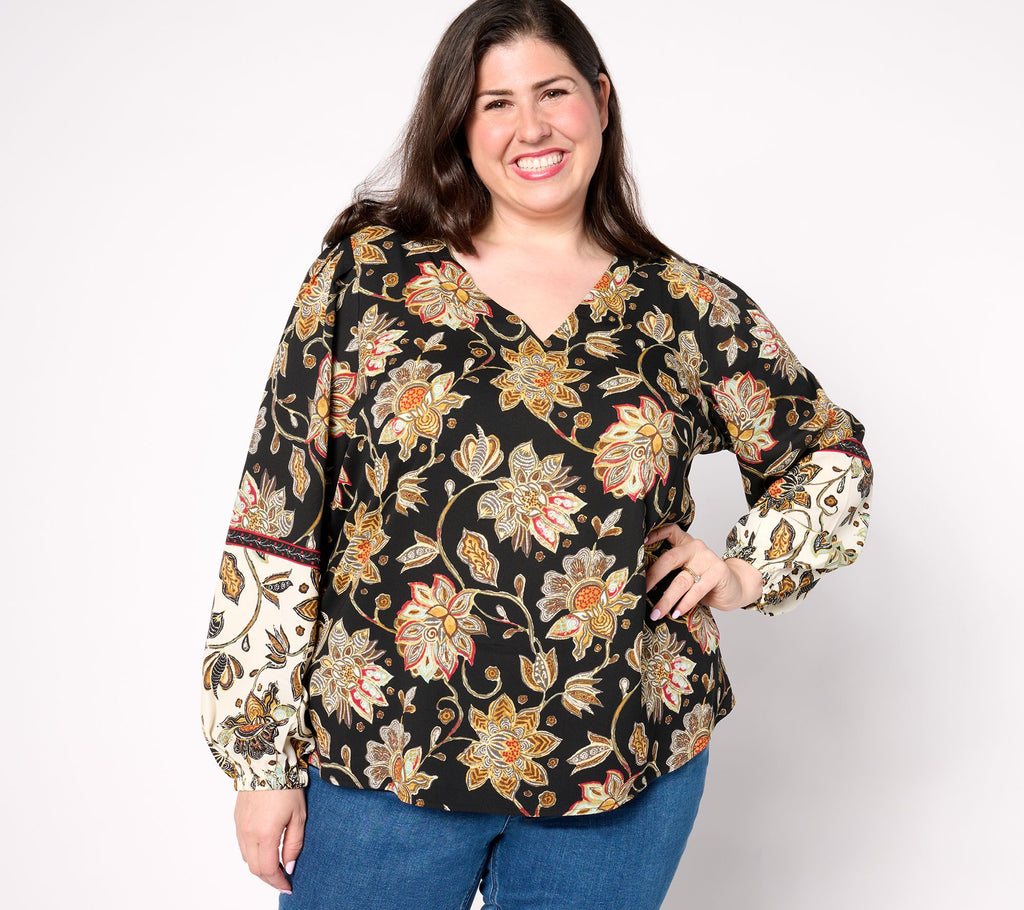 Belle Boho by Kim Gravel Find Your Fire Boho Chic Blouse - Black Floral