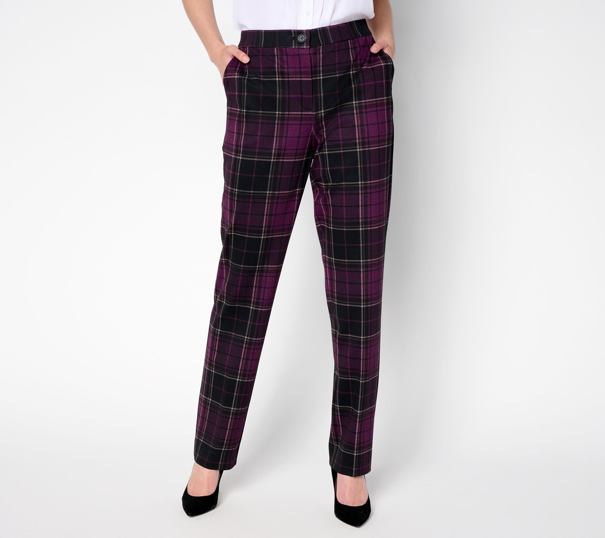 Printed Ponte Zip-Front Trousers