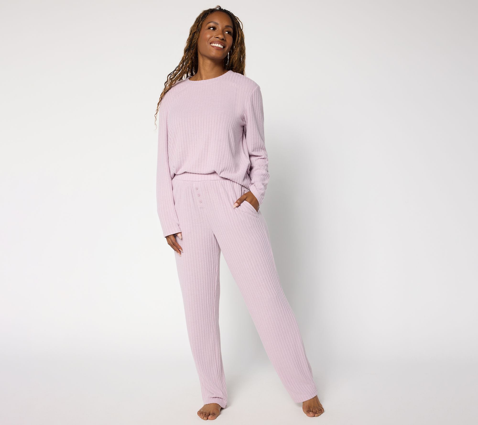 Berkshire Homewear Heathered Long Sleeve & Pant Hacci Set - Lilac