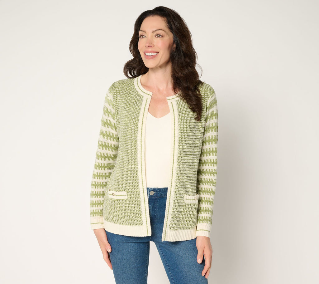 Chic Open Front Sweater Jacket - Green Olive