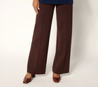 Sleek Ponte Wide Leg Zip Front Trousers