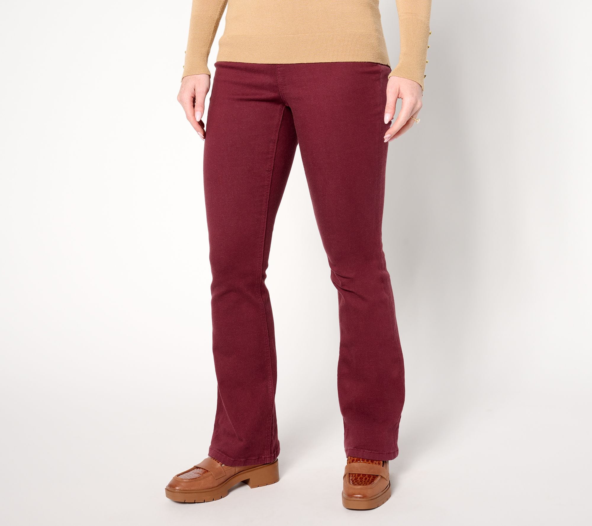 Easy Stretch Full Length Baby Boot Pant - Dark Burgundy