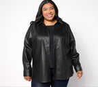 Textured Faux Leather Button Front Shirt