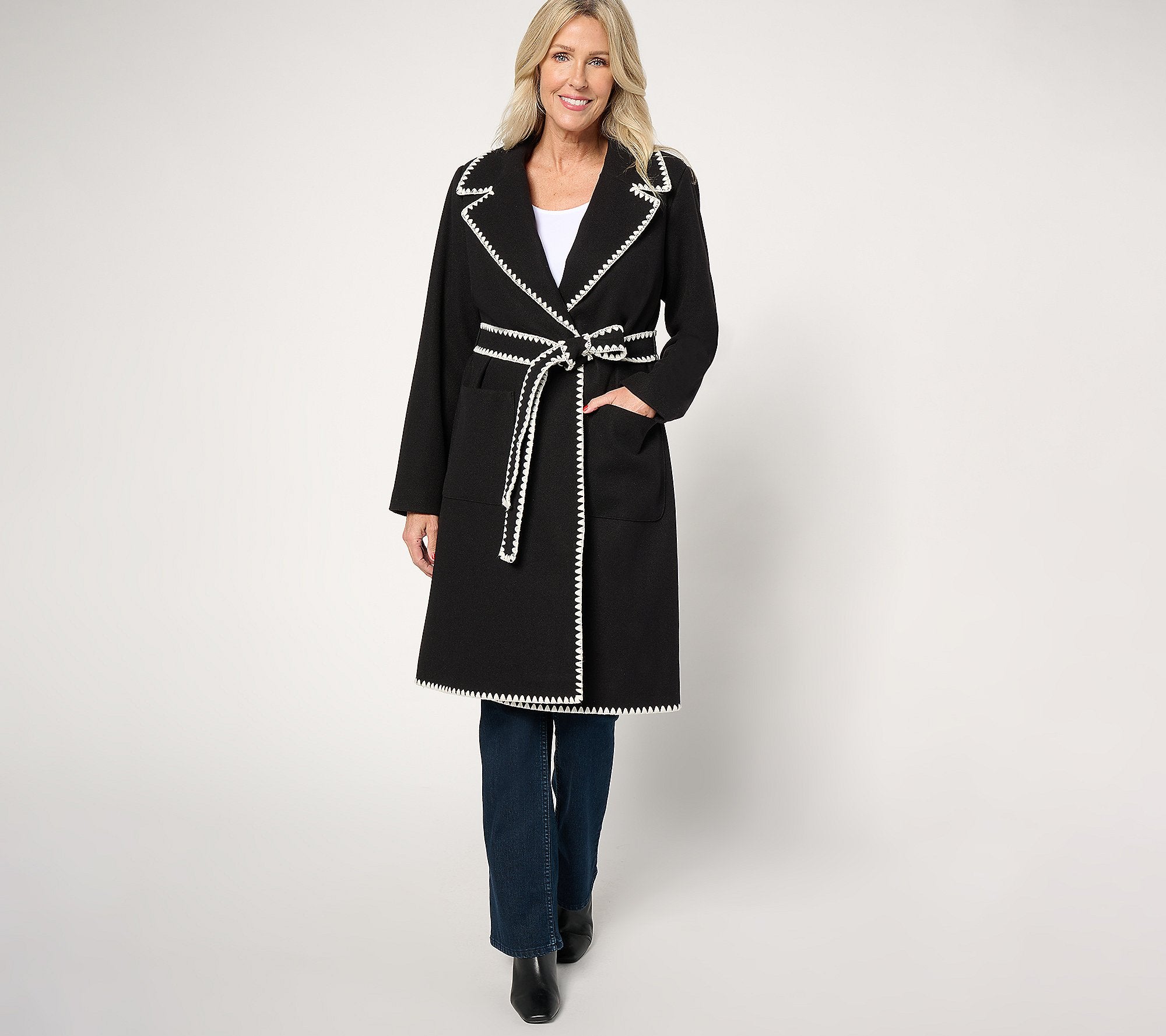 Belted Double Knit Lined Coat
