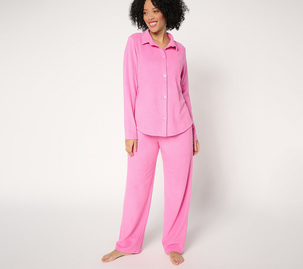 Fleecewear with Stretch Notch Collar PJ Set - Pink