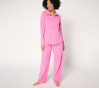 Fleecewear with Stretch Notch Collar PJ Set - Pink