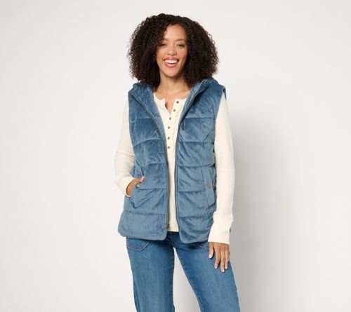 Weekend Lightly Quilted Knit Corduroy Hooded Vest