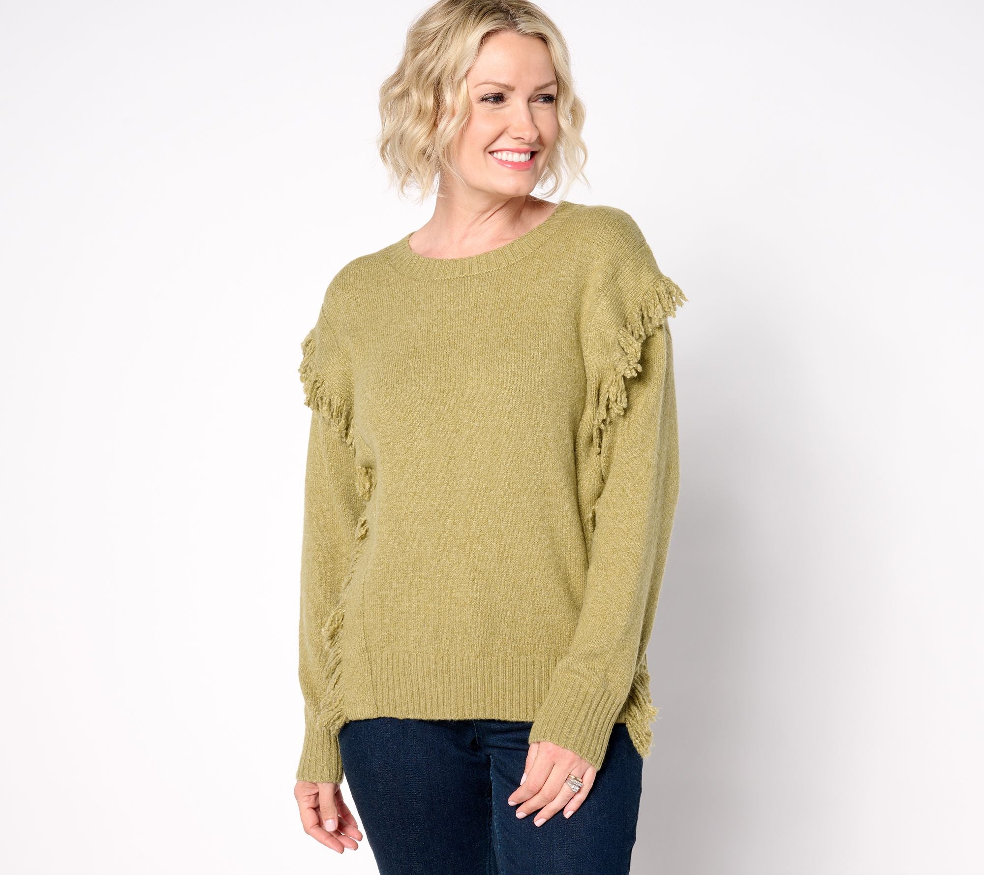 Belle Boho by Kim Gravel Fringe Benefits Sweater - Sour Apple