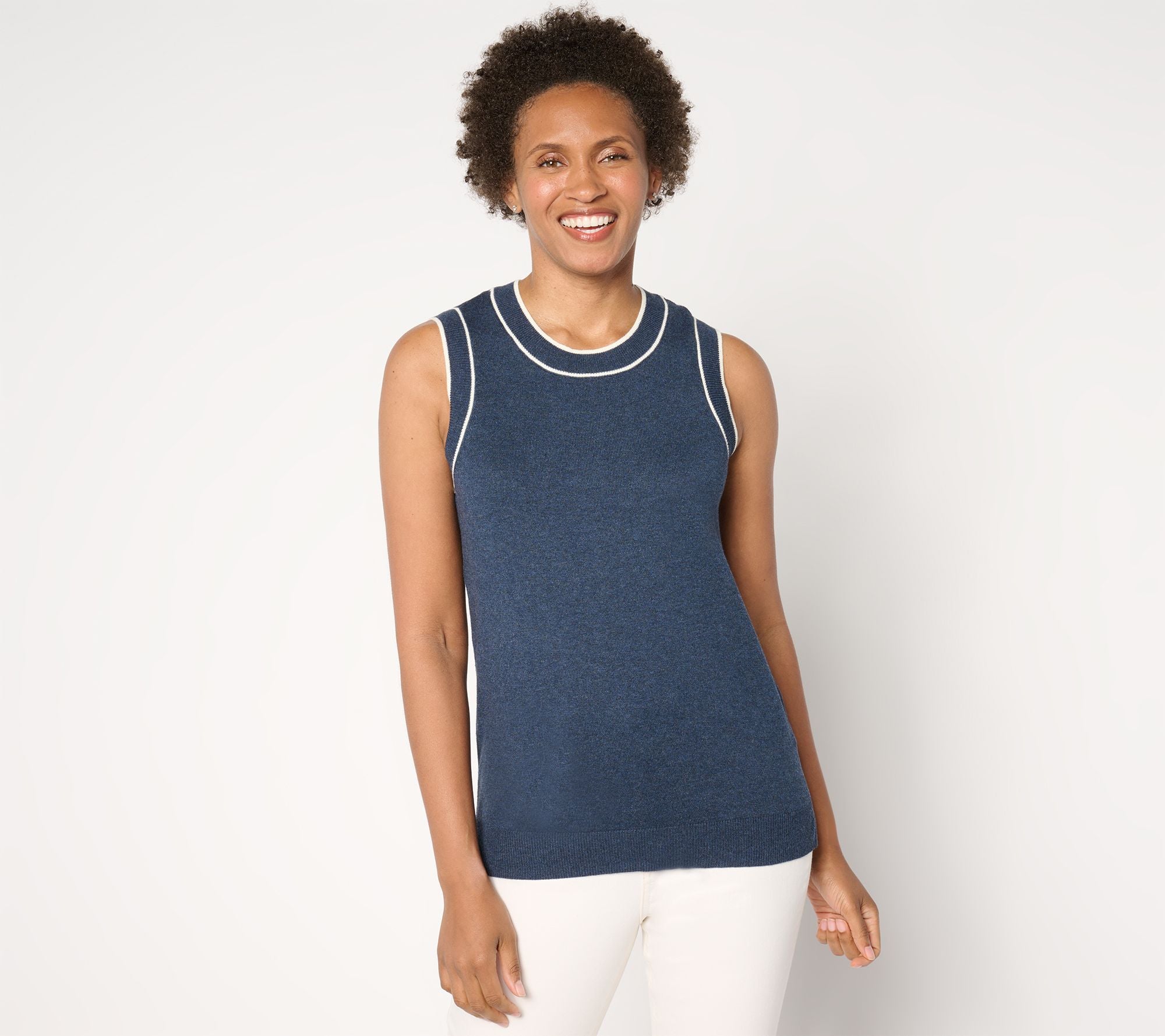 Classic Sweater Shell with Trim Tipping - Indigo Heather