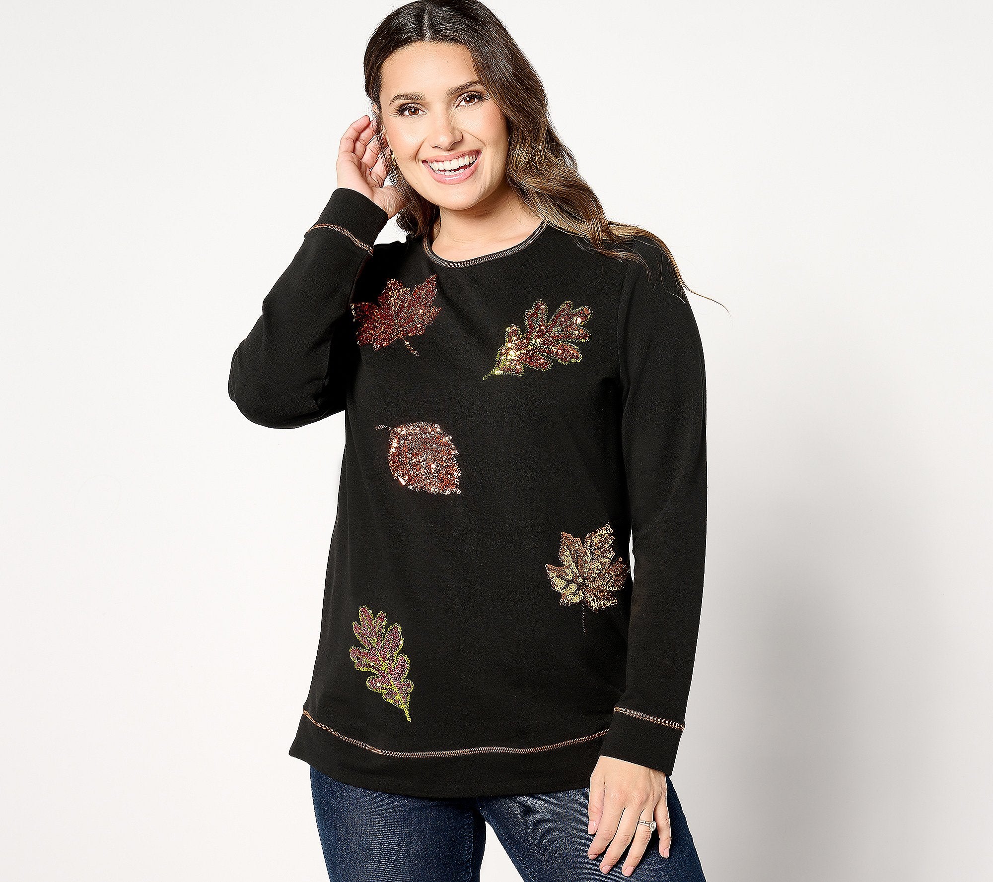 Kisses of Autumn Sequin French Terry Top