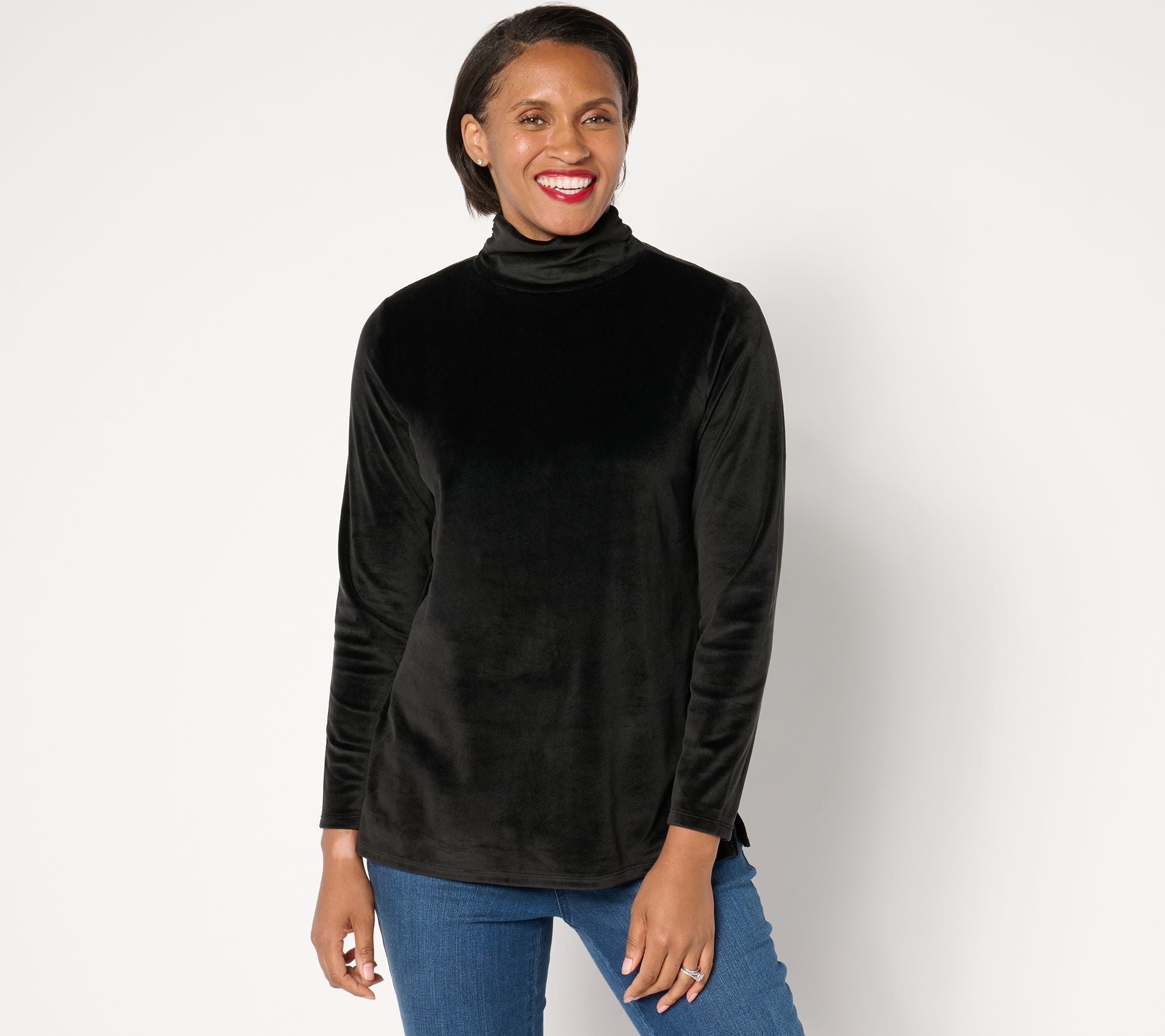 Belleour Ruched Turtleneck Top - Black