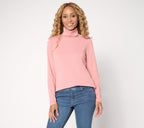 TripleLuxe Micro Ribbed Turtleneck - Rose
