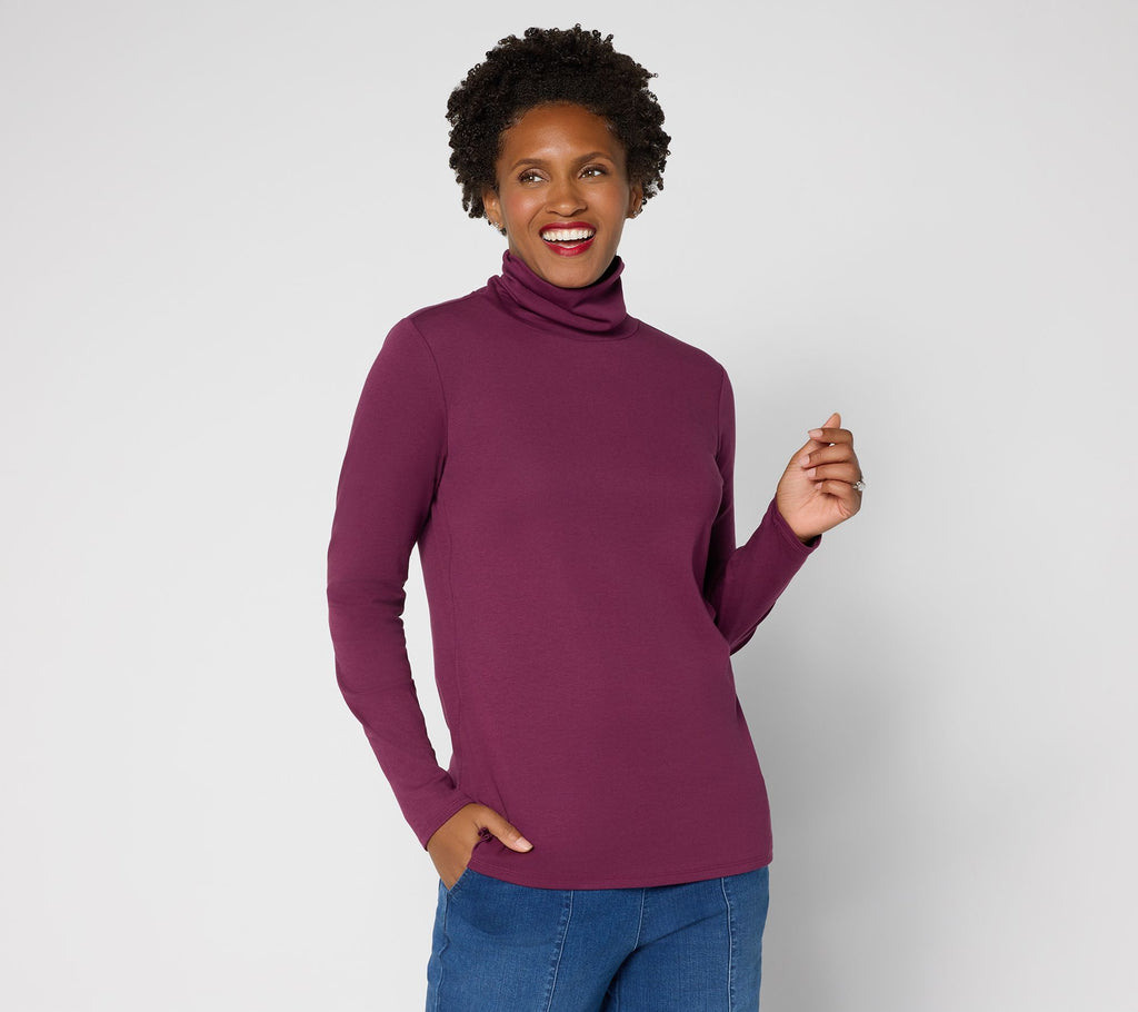 TripleLuxe Micro Ribbed Turtleneck - Italian Plum