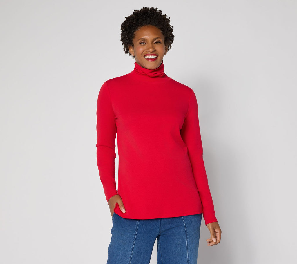 TripleLuxe Micro Ribbed Turtleneck - Sled Red