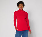 TripleLuxe Micro Ribbed Turtleneck - Sled Red