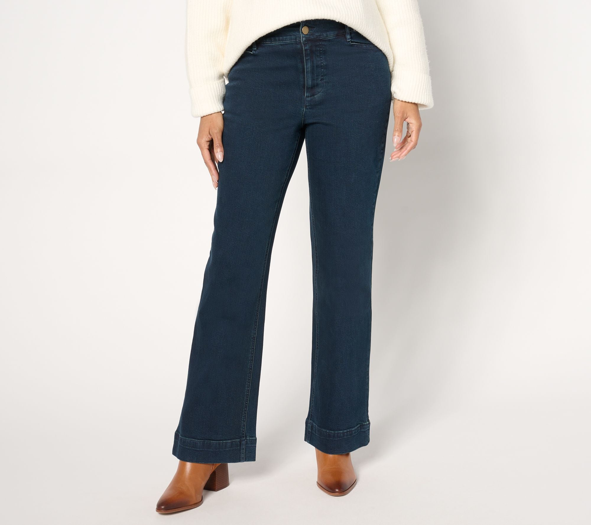 x Amy Stran Wide-Hem Boot-Cut Jeans - Dark Wash