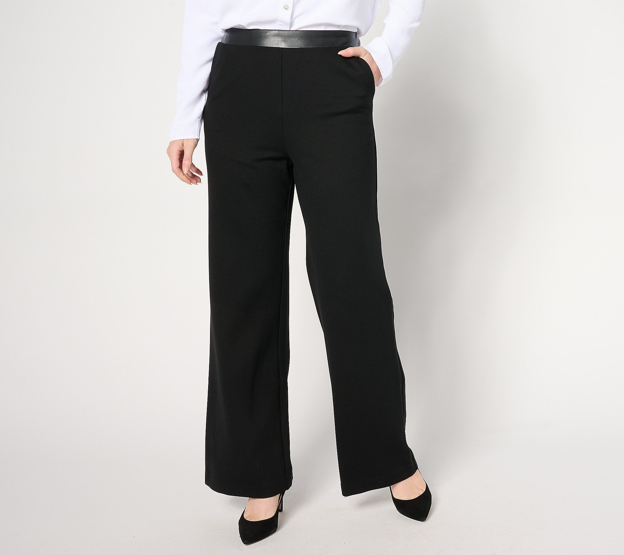 Stretch Ponte Wide Leg Pant - Very Black