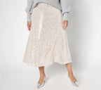Always Isaac Knit Sequin Midi Skirt - Champagne