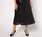 Always Isaac Knit Sequin Midi Skirt - Pitch Black