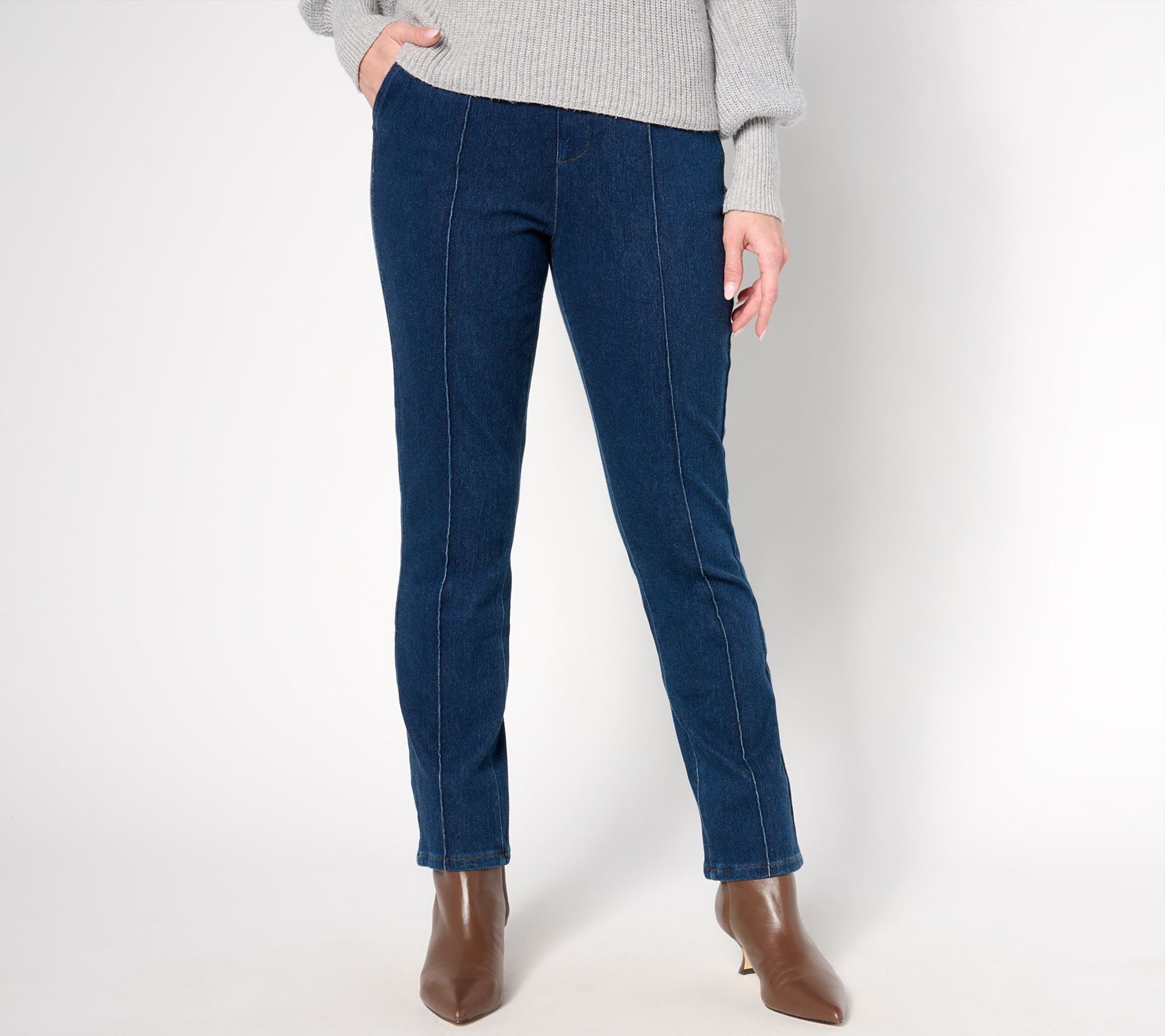 Knit Denim Straight-Leg Trouser Jeans - Rinse