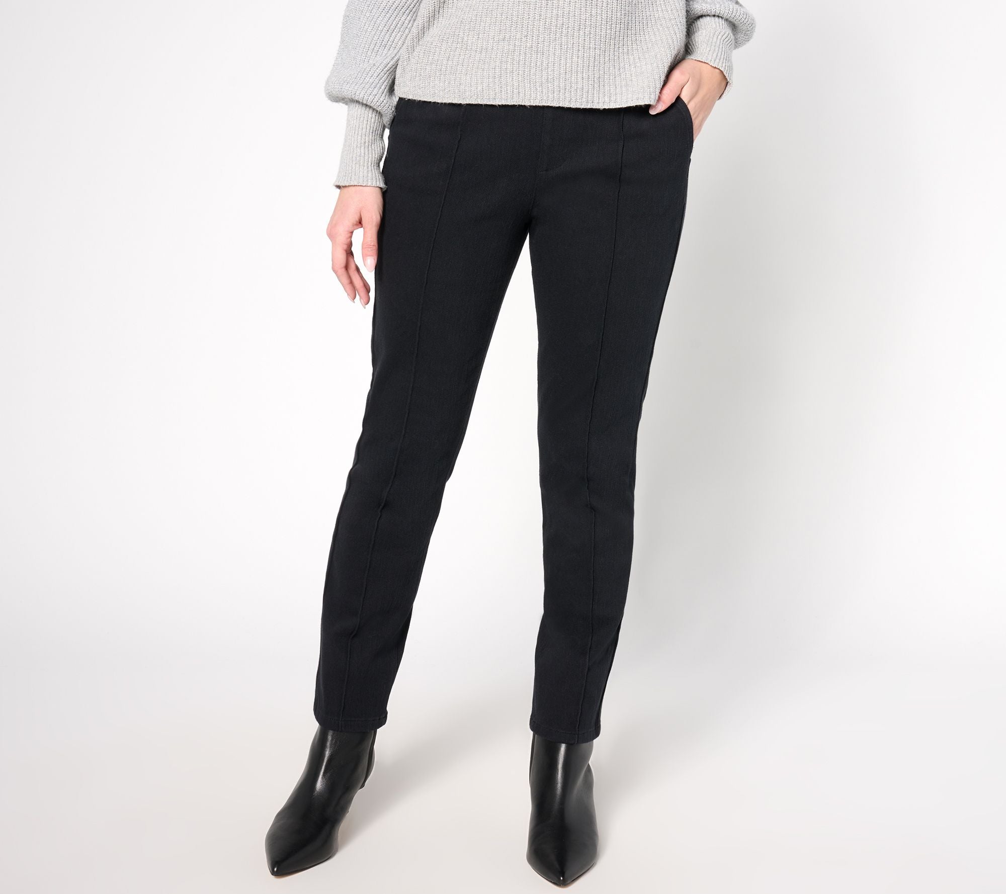 Knit Denim Straight Leg Trouser Jeans - Black