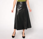 Black Label Faux Leather A-Line Skirt - Black