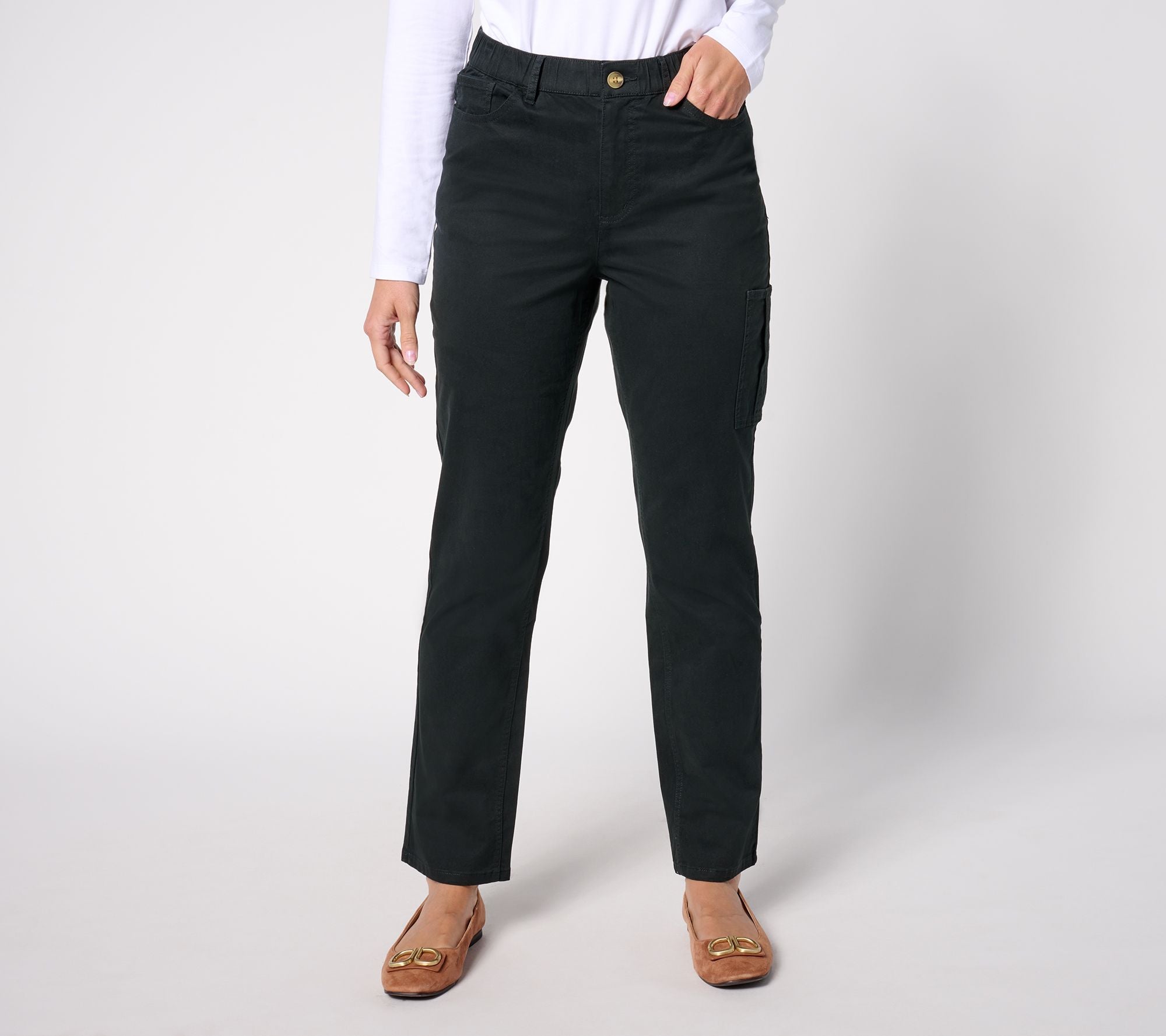 EasyWear Twill Straight Leg Cargo Pant - Black