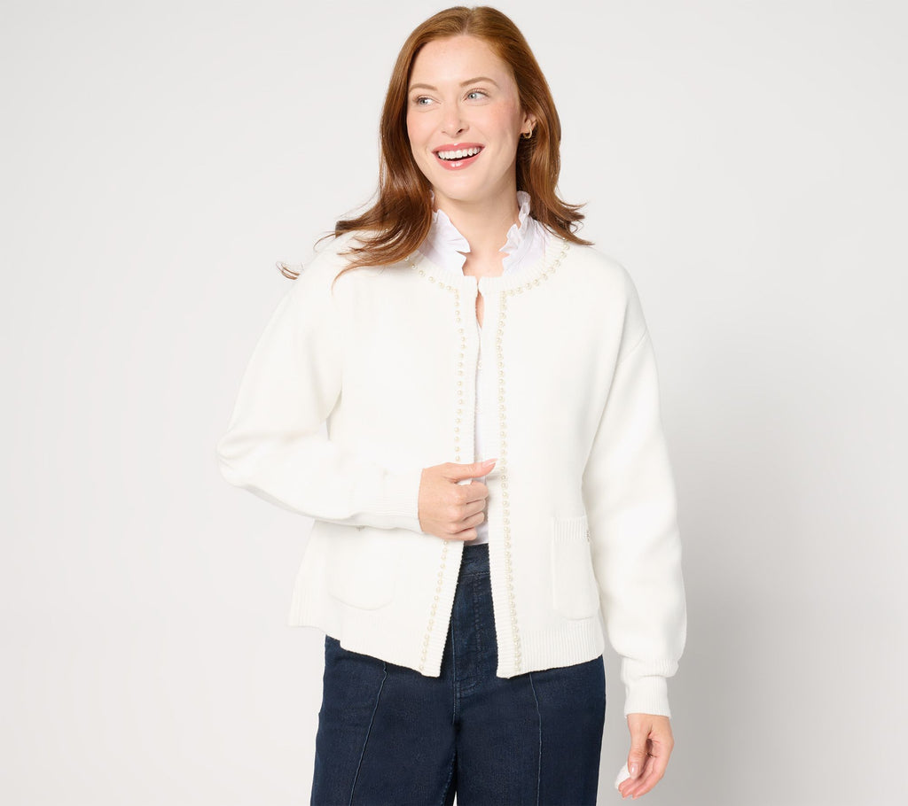 x Amy Stran Pearl Embellished Cardigan - Ivory