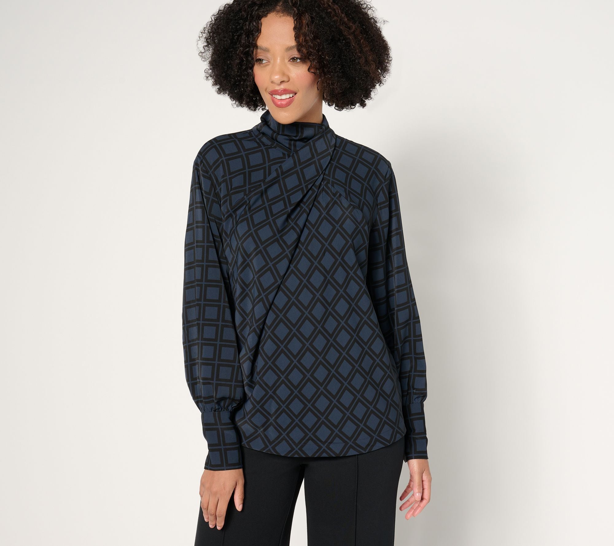 The Hollywood Bow Blouse - Midnight Geo
