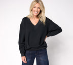 Asymmetric French Terry Sweatshirt - Black