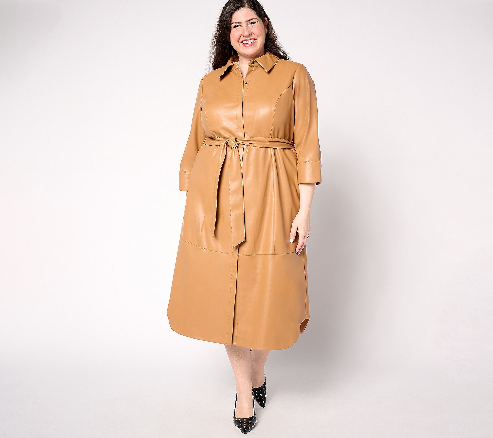 Faux Leather Lady Shirtdress