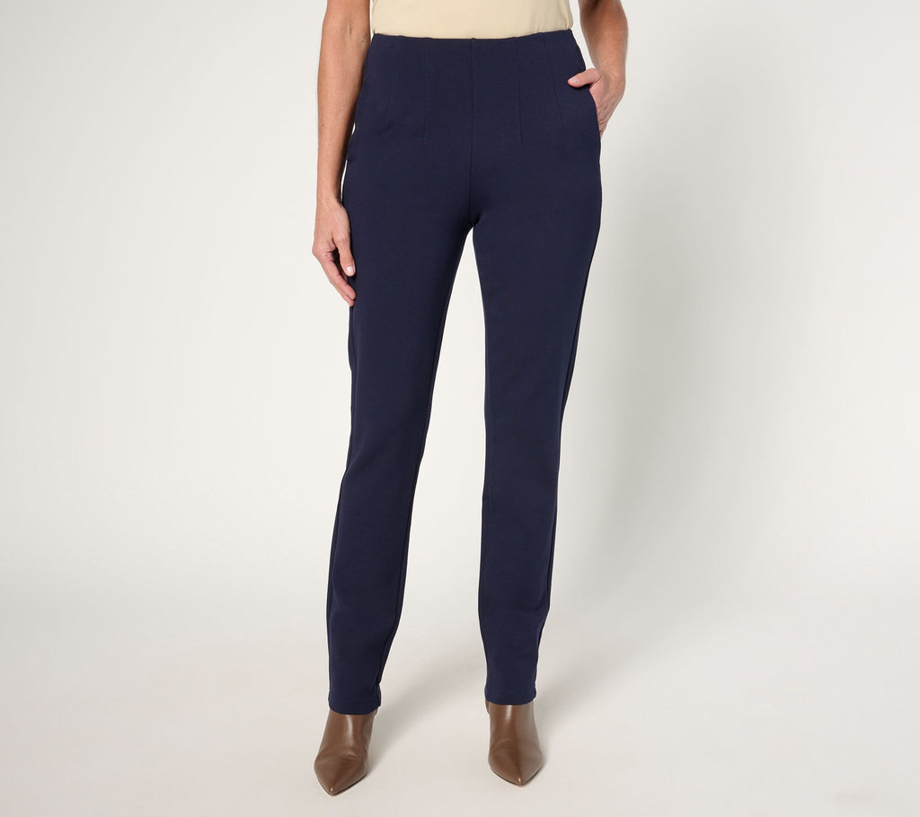 Ponte Hollywood Waist Full Length Pants - Total Eclipse