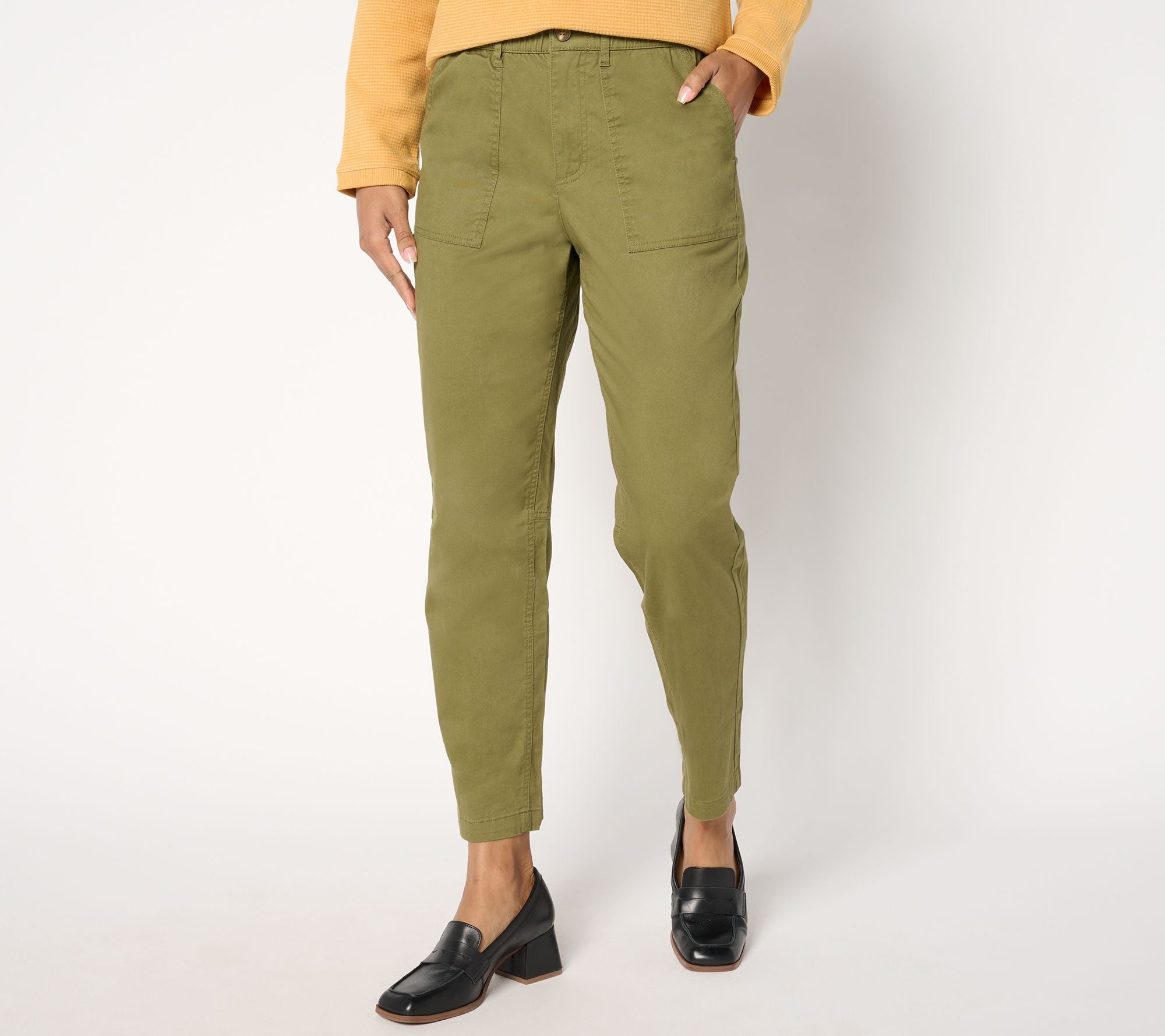 EasyWear Twill Slim Straight Ankle Pant - Deep Olive