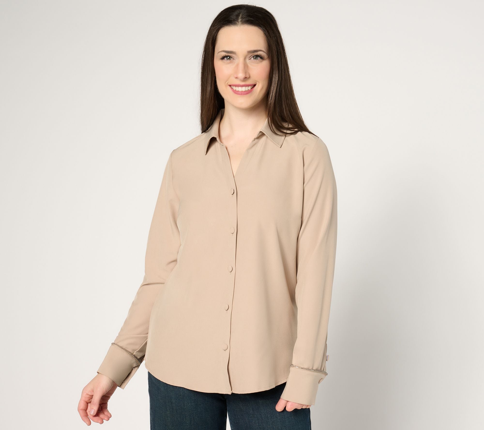 Jingle Belles by Kim Gravel Sparkle Through the Season Bling Blouse - Silver Mink