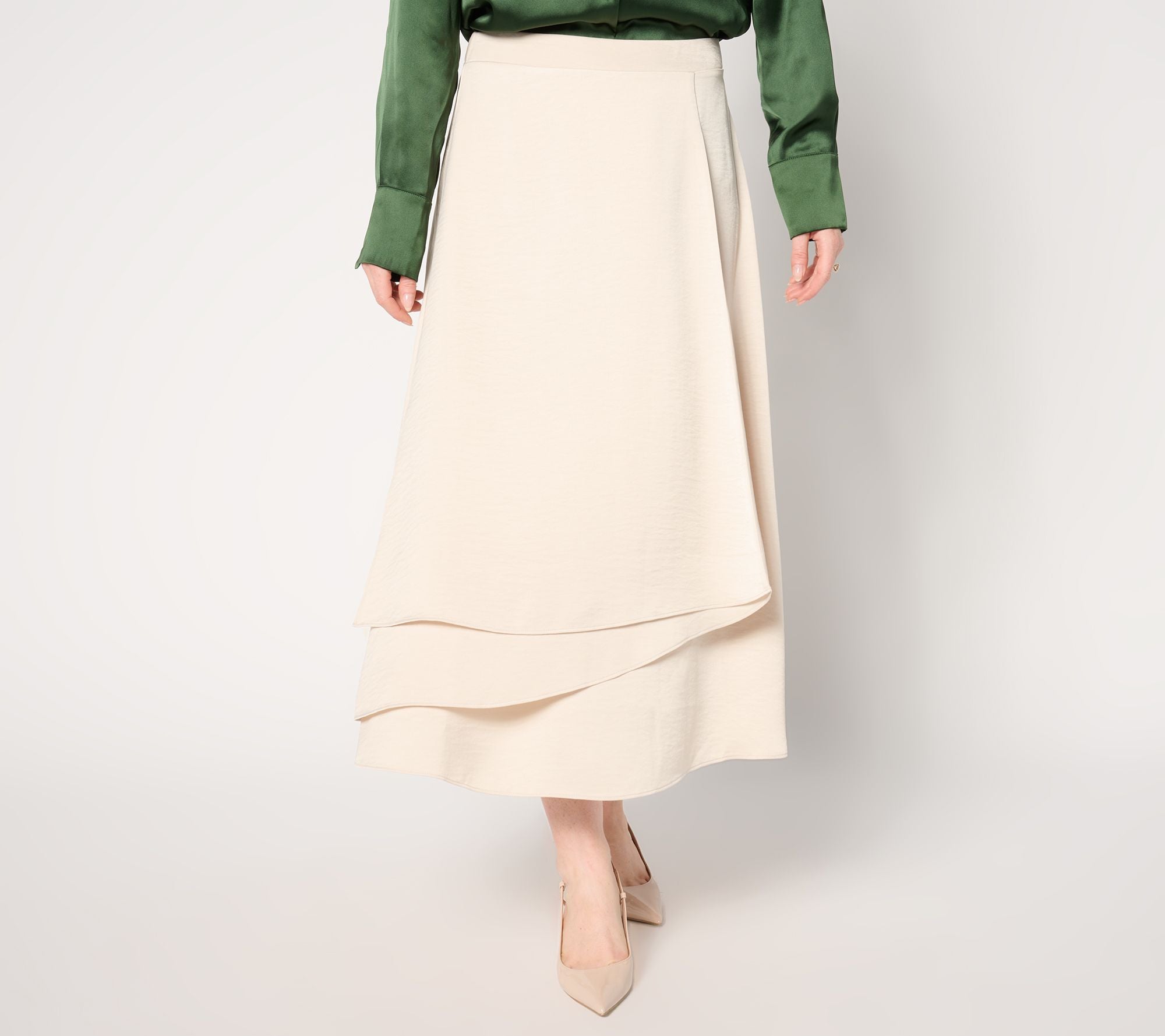 Satin Pull-On Skirt - Champagne