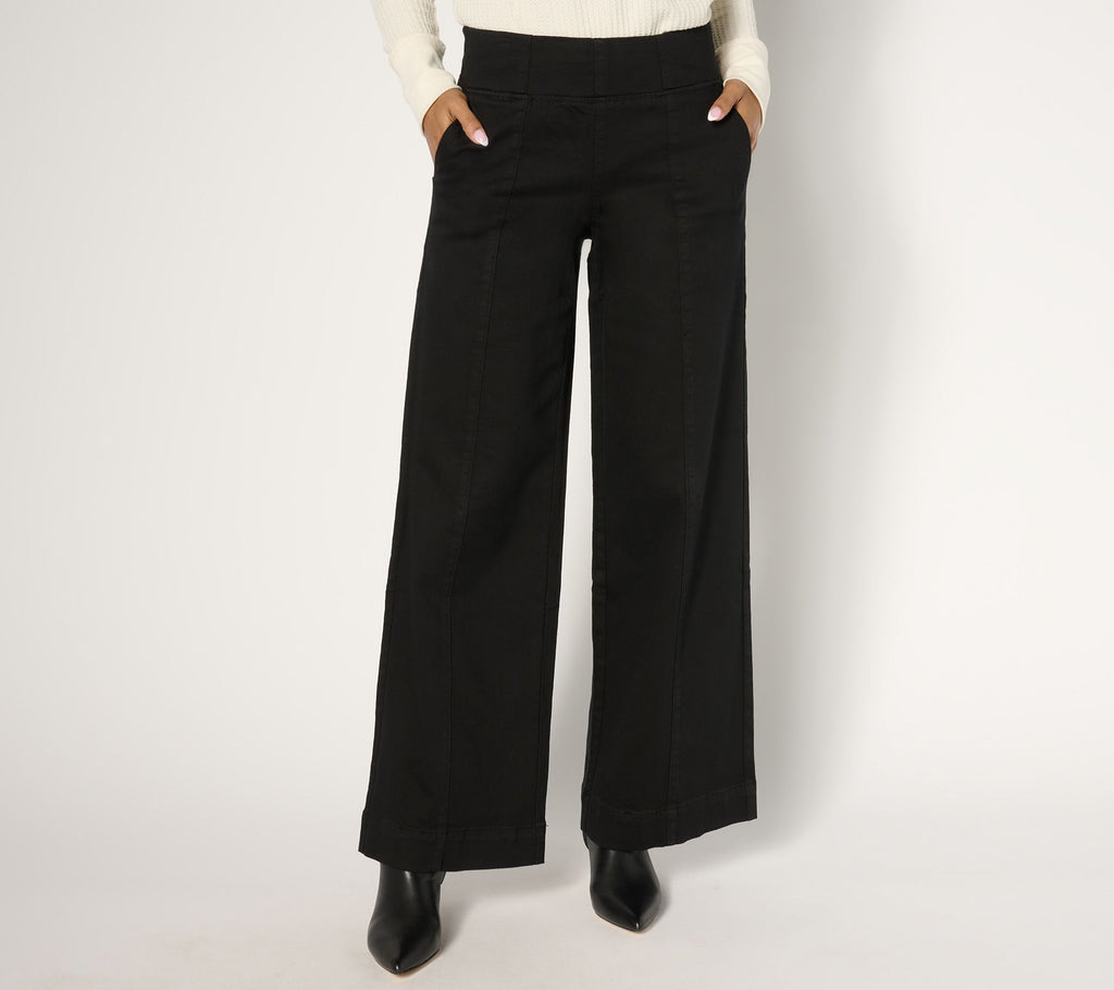 TripleLuxe Twill Palazzo Topstich Jean - Black