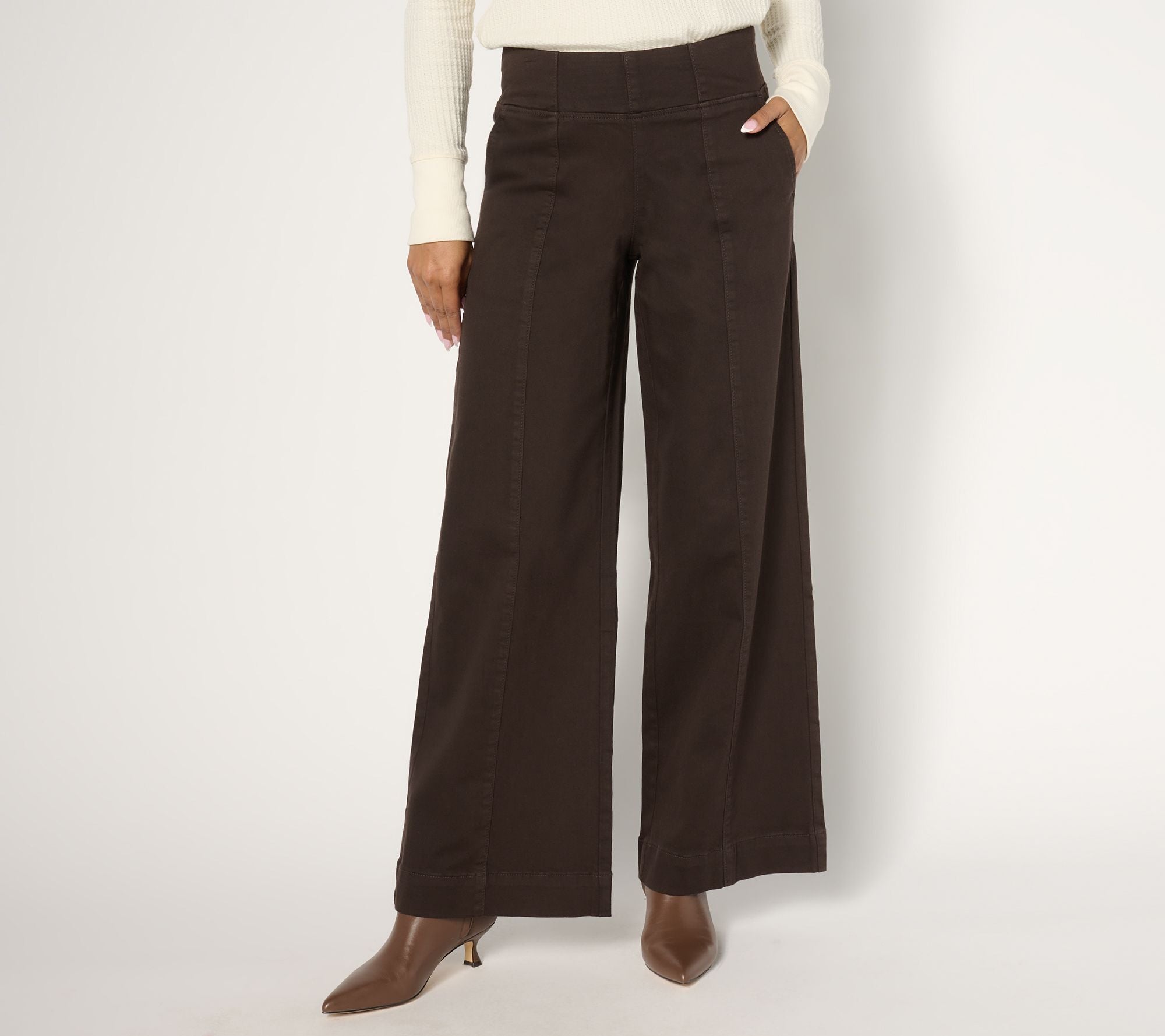 TripleLuxe Twill Palazzo Topstich Jean - Ganache