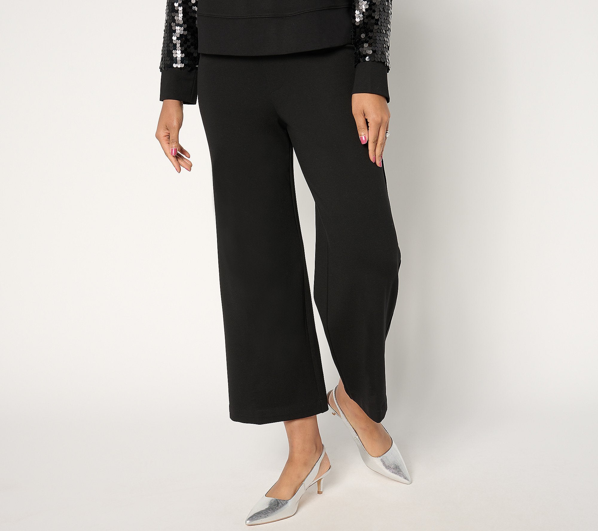 Ponte Wide Leg Cropped Pant