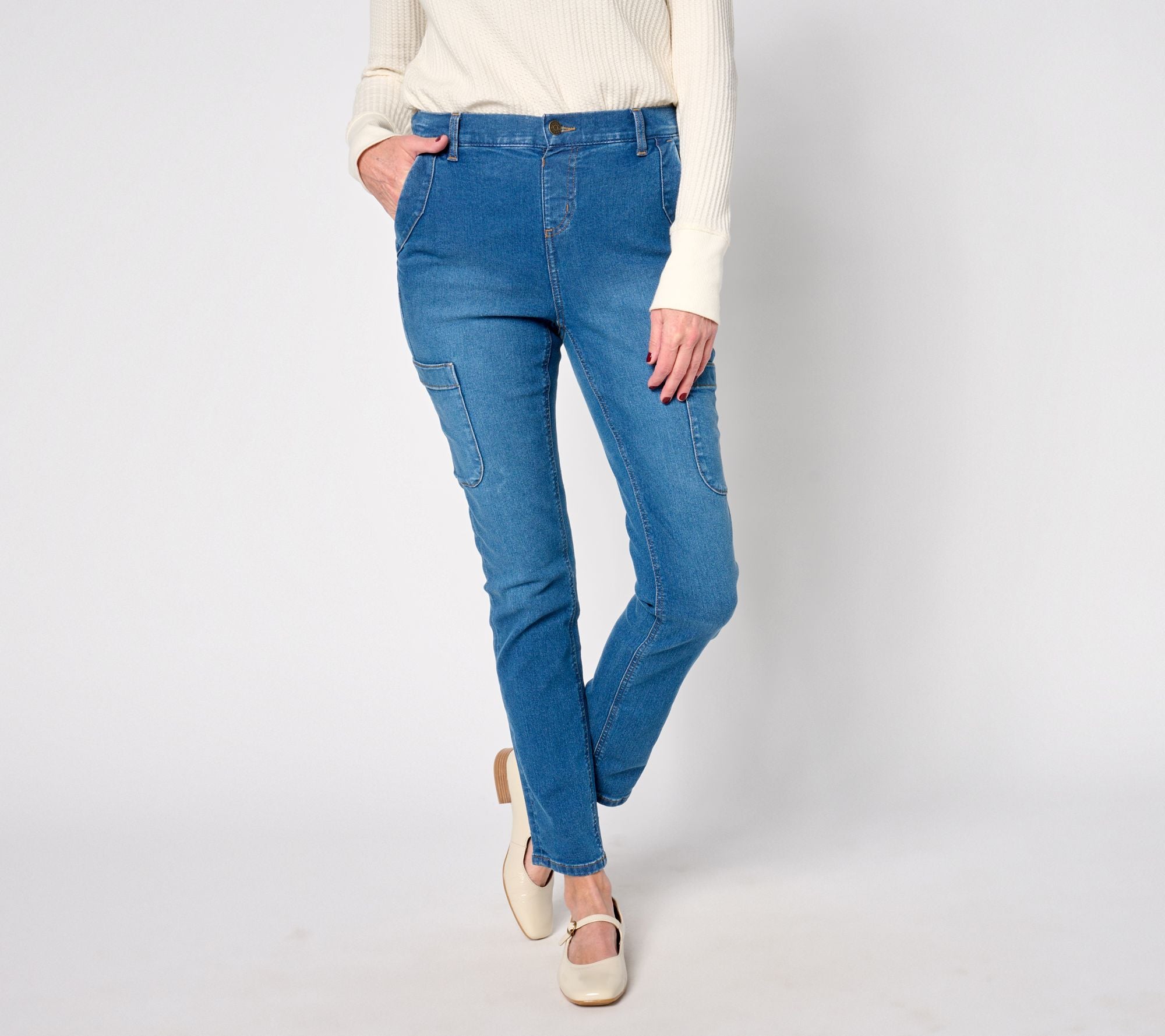 Indigo Classic Denim Slim Straight Ankle Jean - Medium Wash