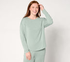 Plush Knit Round Neck Top - Green Fog