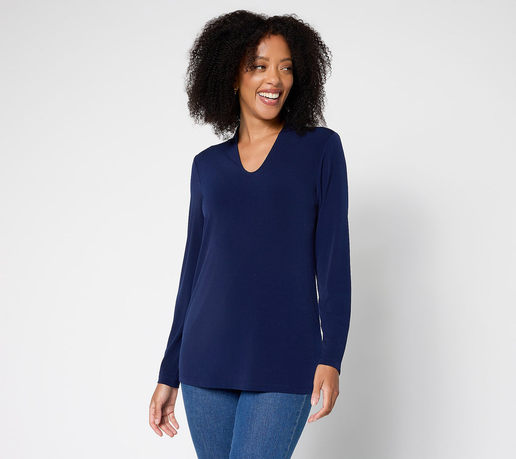 Modern Essentials Liquid Knit Voop Neck Top