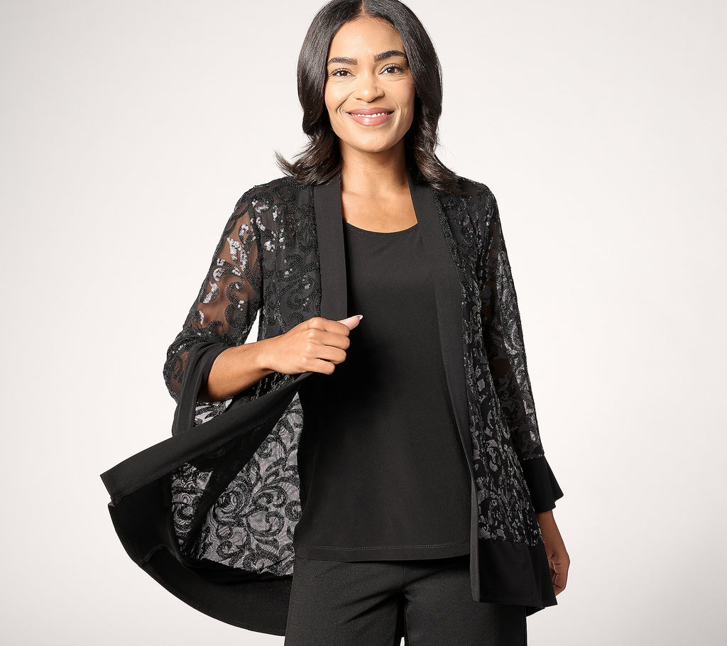 Occasions Petite Sequin Cardigan & Knit Tank Set