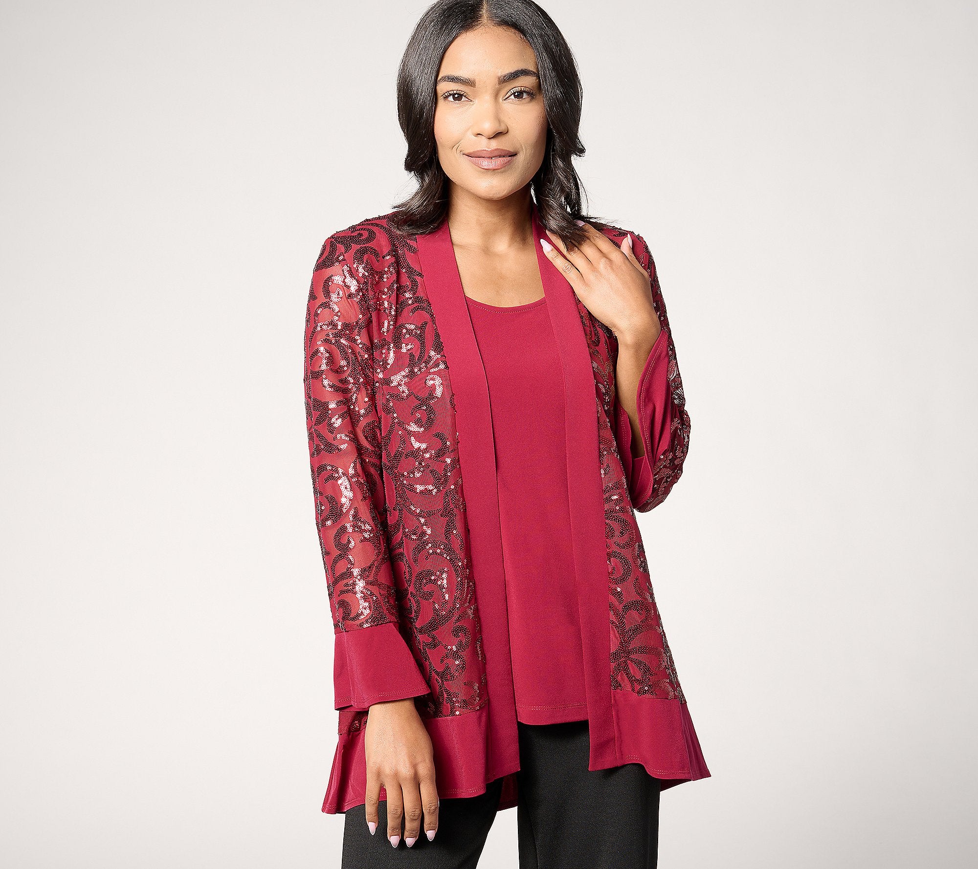 Occasions Petite Sequin Cardigan & Knit Tank Set